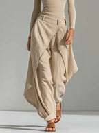 Riley | Off-Shoulder Bodysuit & Sculptural Draped Wide-Leg Trouser Set