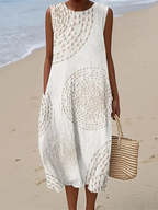 Ashly | Robe longue sans manches avec design texturé