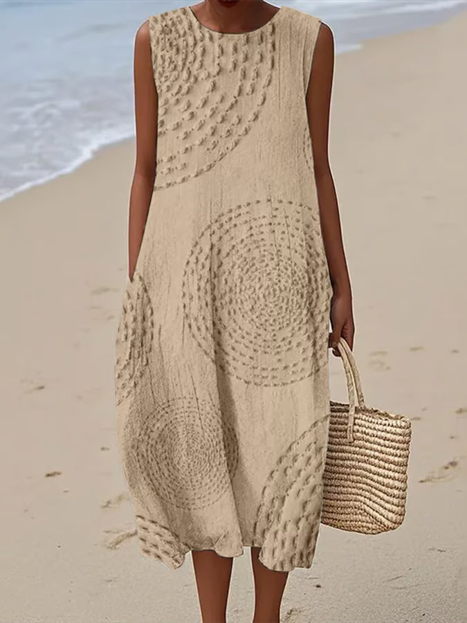 Ashly | Robe longue sans manches avec design texturé