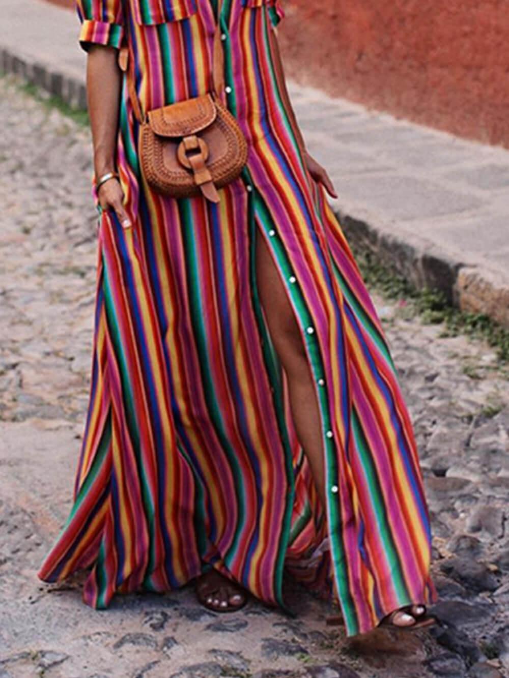 Carmina | Robe rayée multicolore