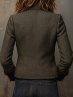 Rowena | Herringbone Contrast Trim Blazer