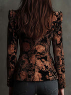 Arabella | Black and Bronze Floral Tailored Blazer