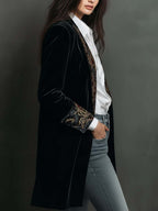 Verity | Black Baroque Lapel Blazer