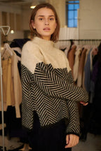 Adeline | Fine-Knit Herringbone Turtleneck