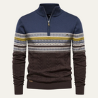 The Chatsworth Men's Quarter Zip Cotton Sweater – Fair Isle Knit