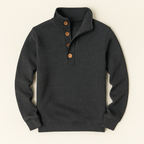 The Waldorf Men’s Gray Luxury Button Neck Knit Sweater