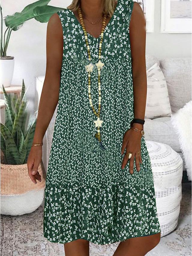 Nerise | Robe sans manches à col en V fleuri