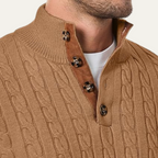The Stamford Men's Cable Knit Collar Stand Sweater