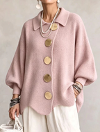 Isadora | Oversized Collared Cardigan With Large Metal Buttons