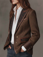 Theodora | Herringbone Panel Blazer