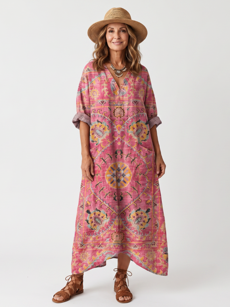 Tilde | Oversize Midi Dress with Abstract Print and Pockets
