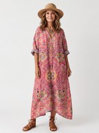 Tilde | Oversized Abstract Print Midi Dress with Pockets