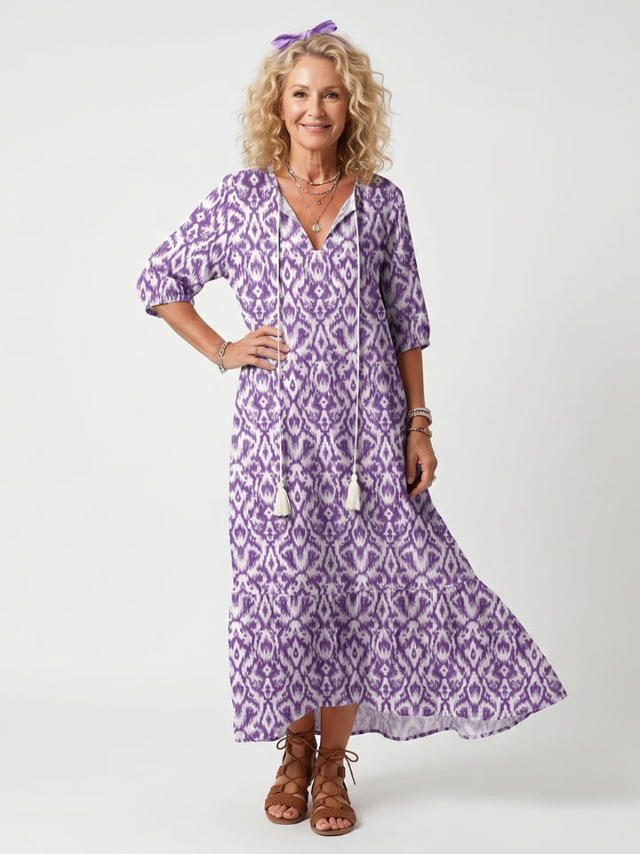 Fish Scale | Tasseled Printed Midi Dress