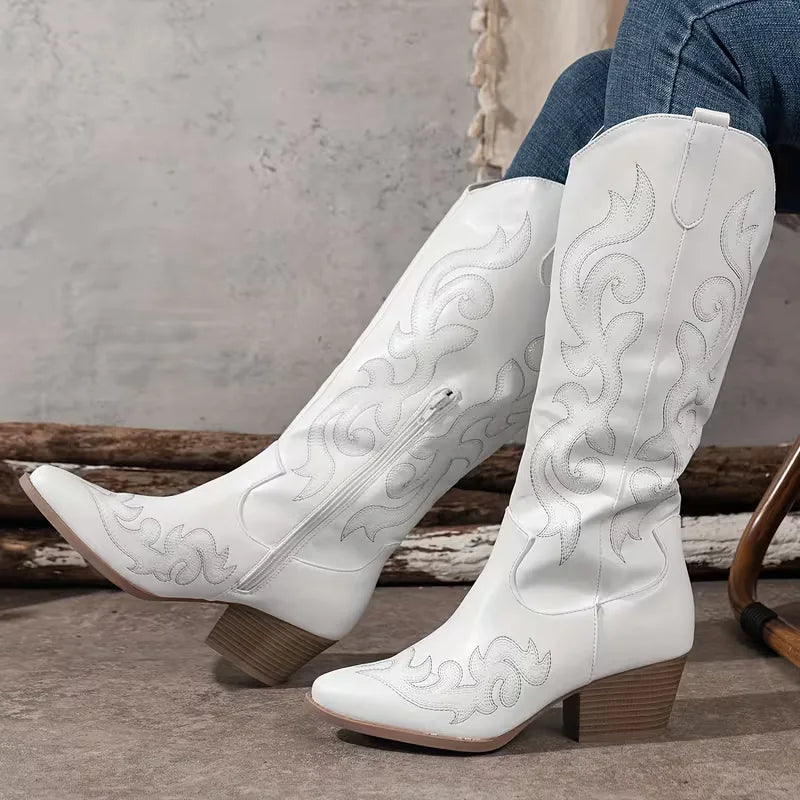 Colby | Embroidered Knee-High Boots