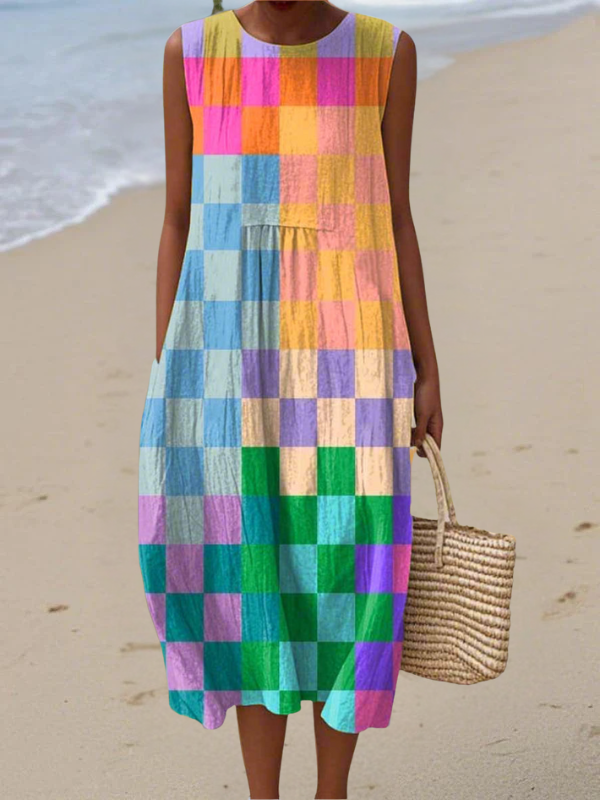 Kate | Robe midi à carreaux
