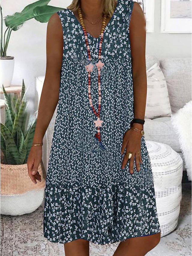 Nerise | Robe sans manches à col en V fleuri