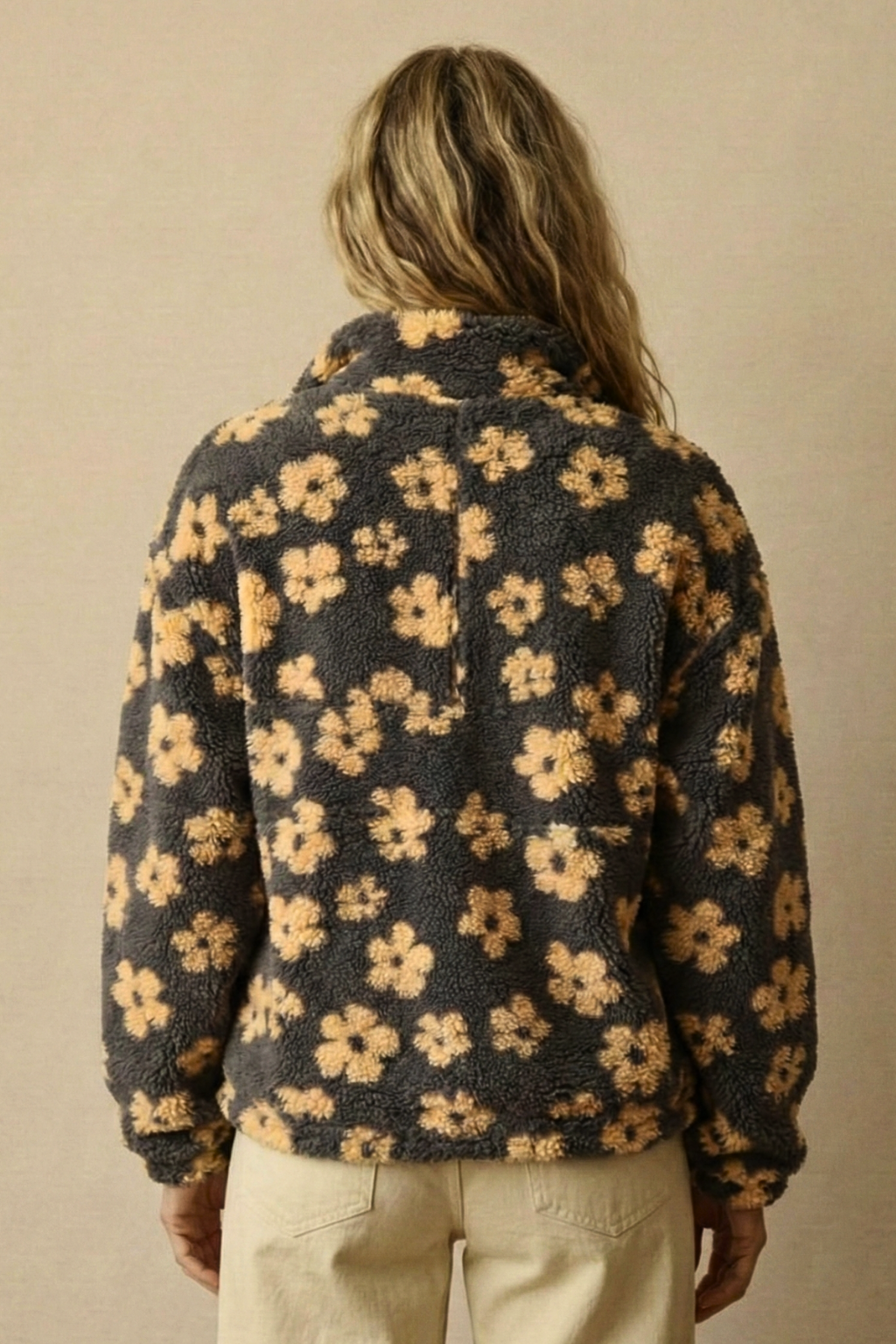 Meredith | Floral Fleece Half-Zip Pullover