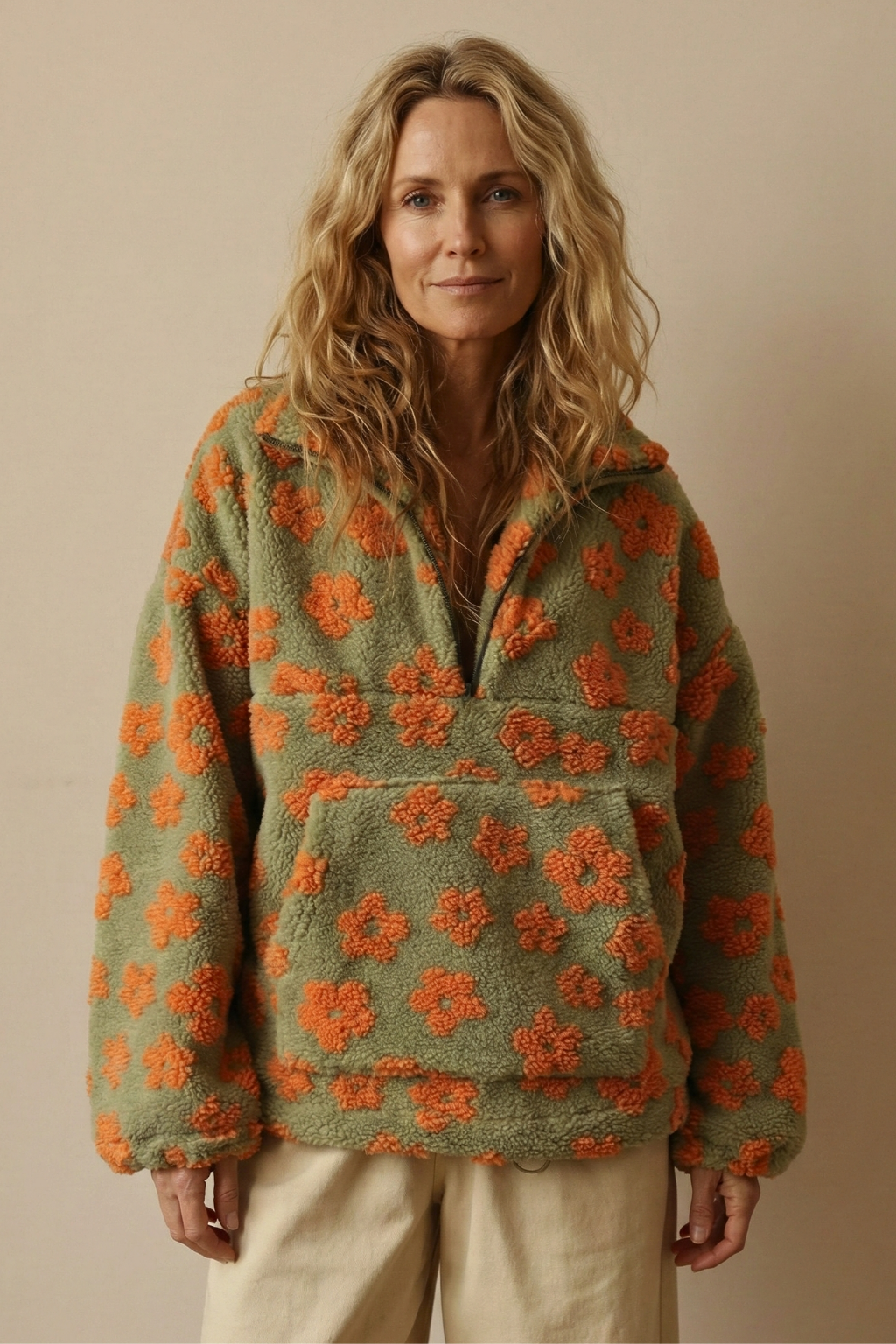 Meredith | Floral Fleece Half-Zip Pullover