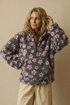 Meredith | Floral Fleece Half-Zip Pullover