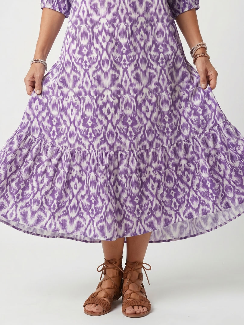 Fish Scale | Tasseled Printed Midi Dress