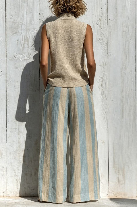 Scarlett | Striped Wide-Leg Trouser & Knit Top Set