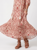 Noelle | Tasseled Embellished Print Midi Dress