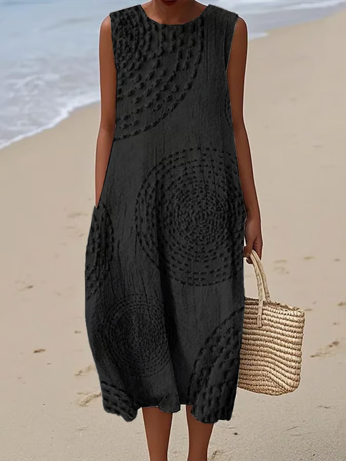 Ashly | Robe longue sans manches avec design texturé
