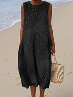 Ashly | Robe longue sans manches avec design texturé