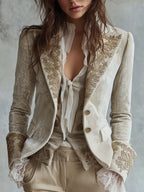 Cordelia | Ivory Embroidered Tailored Blazer