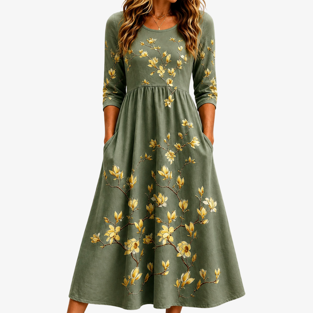 Salvia | Salvia floral grace midi dress II with pockets
