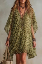 Auroreh | Flowy chiffon dress with leopard print
