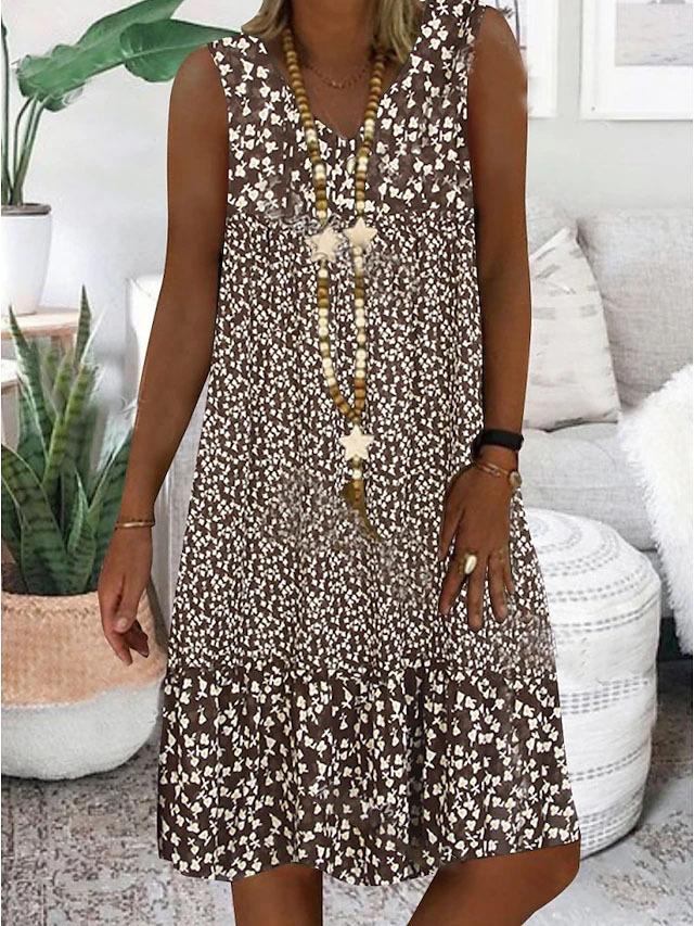 Nerise | Robe sans manches à col en V fleuri