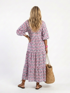Mileya | Geometric Print Ruffle Long Sleeve Midi Dress