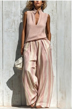 Scarlett | Striped Wide-Leg Trouser & Knit Top Set