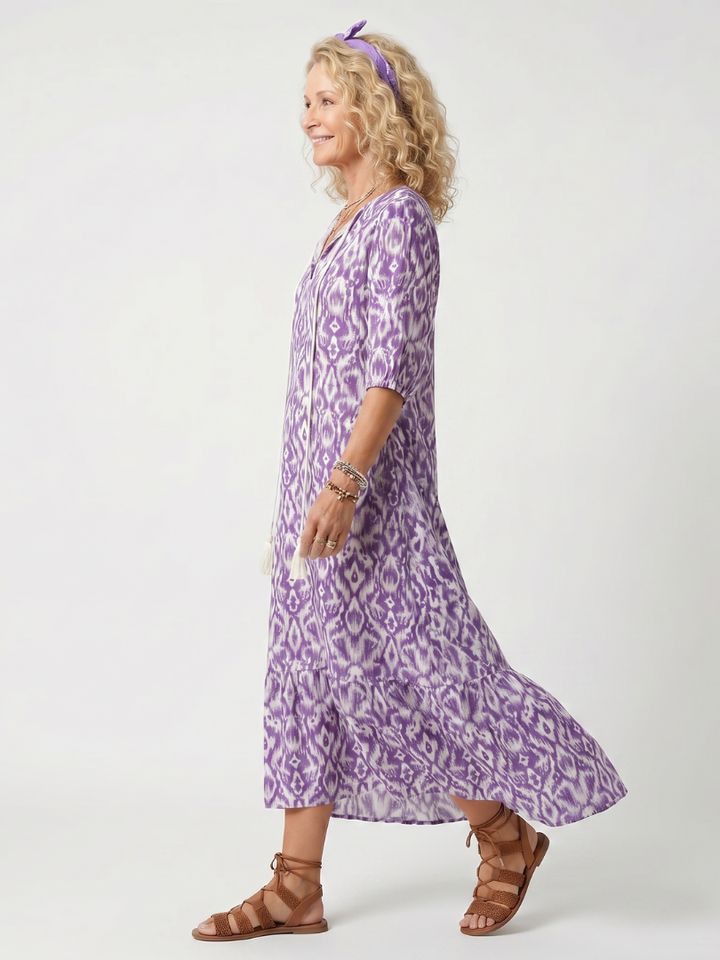 Fish Scale | Tasseled Printed Midi Dress