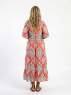 Zaria | Paisley Print V-Neck Short Sleeve Midi Dress