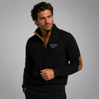 The Harringdale Men’s Milano Knit Quarter Zip Sweater with Elbow Patches
