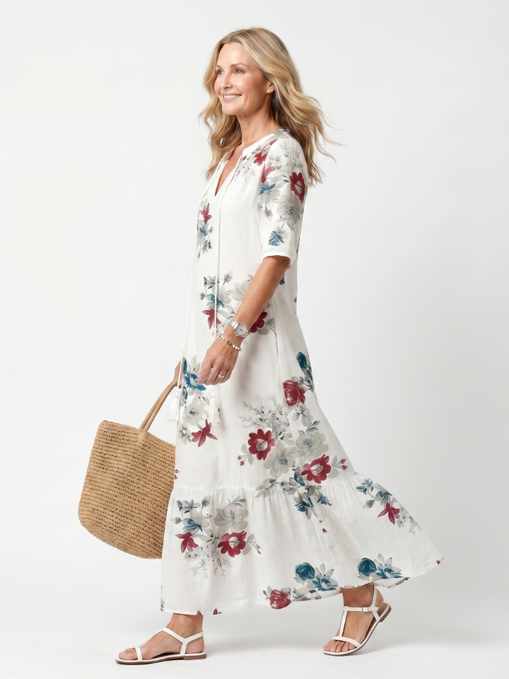 Maeva | Floral Pom-Pom Midi Dress