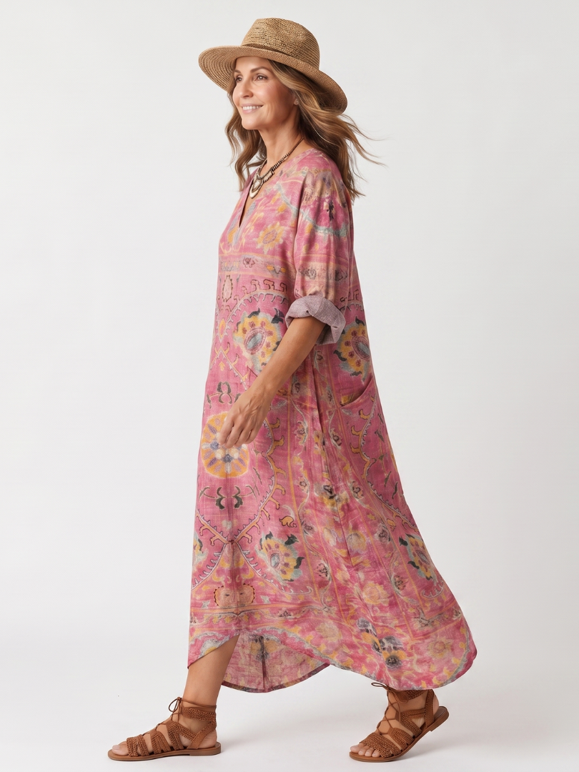 Tilde | Oversize Midi Dress with Abstract Print and Pockets