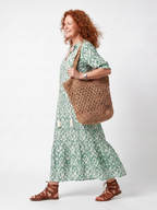 Ilaira | Patterned V-Neck Midi Dress with Tassels