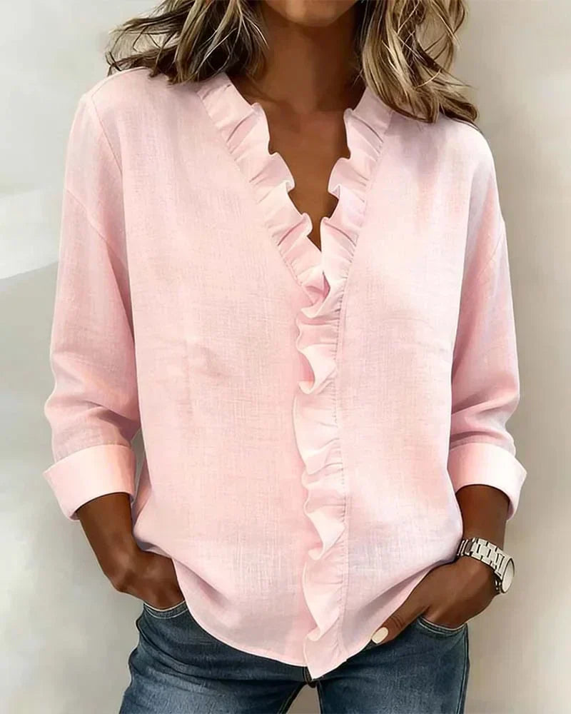 Anora | Ruffle V-neck Blouse