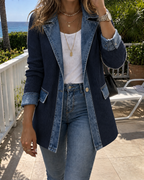 Molly | Relaxed Denim & Rib-Knit Jacket