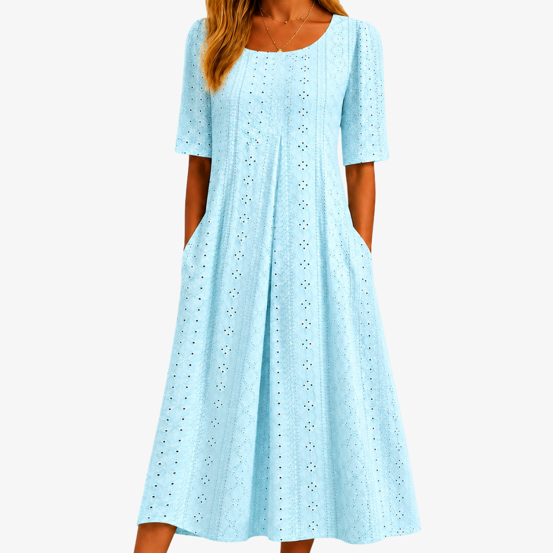 Calada | Grace sky blue midi dress with pockets