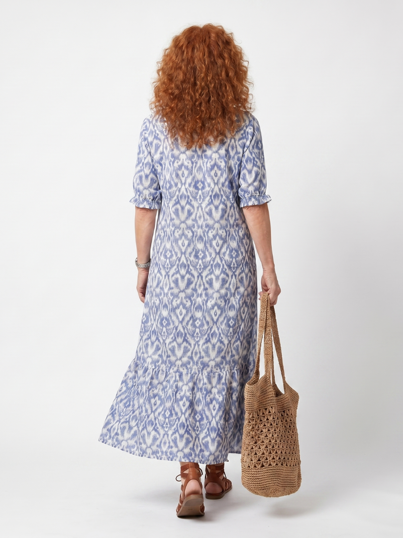 Ottoline | Printed Midi Dress with Pom Pom Collar
