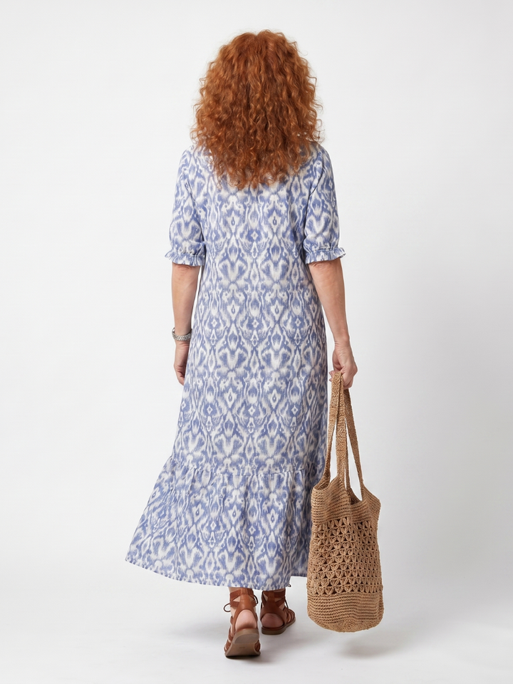 Ottoline | Printed Midi Dress with Pom Pom Collar