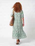 Ilaira | Patterned V-Neck Midi Dress with Tassels