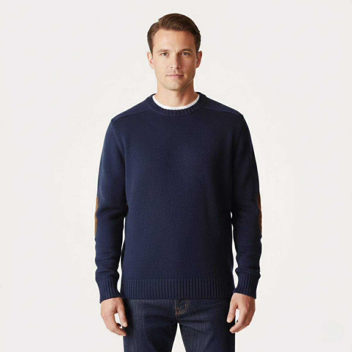 The Briarwood Men’s Oversized Knit Sweater with Elbow Patches