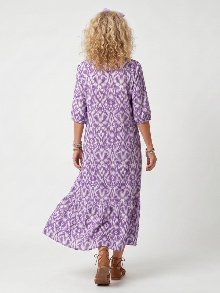 Fish Scale | Tasseled Printed Midi Dress