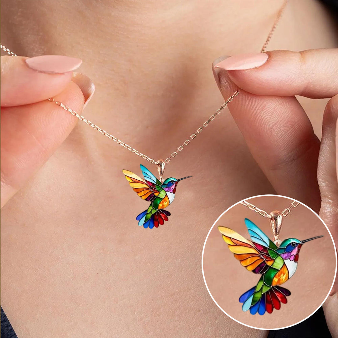 Collier Colibri avec Boucles d'Oreilles Offertes