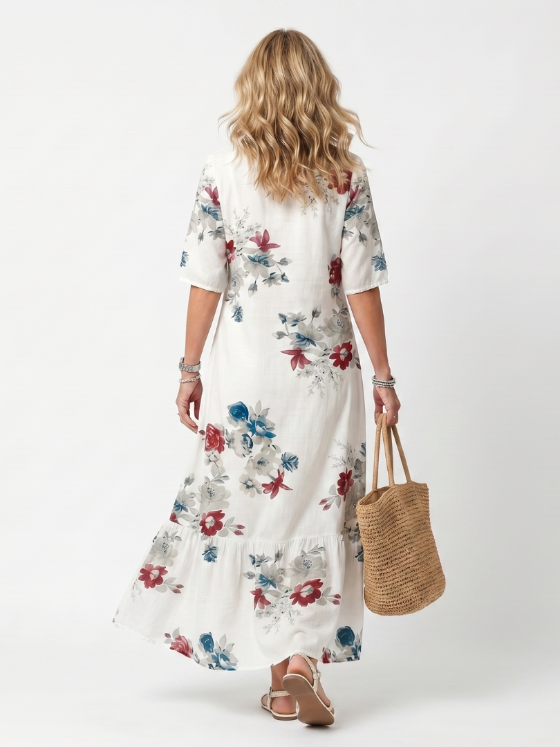 Maeva | Floral Pom-Pom Midi Dress